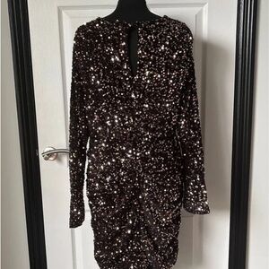 Glamorous Black Sequin Long Sleeve Dress